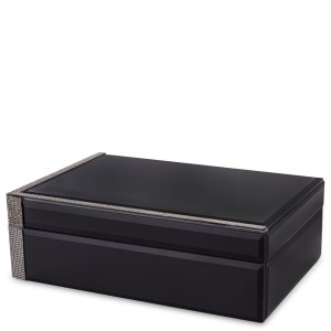 Szkatułka kasetka na biżuterię szklana glamour czarna 8x24x16cm 169283