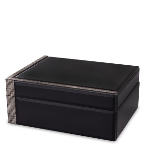 Szkatułka kasetka na biżuterię szklana glamour czarna 8x19x15cm 169282