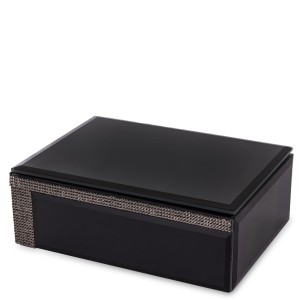 Szkatułka kasetka na biżuterię szklana glamour czarna 6x16x16cm 169280