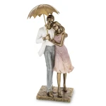 Figurka dekoracyjna złota para zakochanych pod parasolem kolekcja family 28x12,5x8 166837