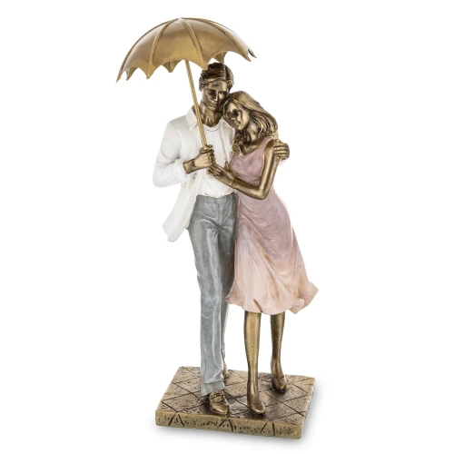 Figurka dekoracyjna złota para zakochanych pod parasolem kolekcja family 28x12,5x8 166837