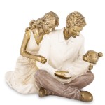 Figurka dekoracyjna złoto biała para rodziców z dzieckiem kolekcja family 11,5x15,5x9 167803