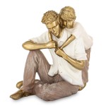Figurka dekoracyjna złoto biała tata z synem dzieckiem kolekcja family 12x12x8 167796