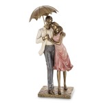 Figurka dekoracyjna złota para zakochanych pod parasolem kolekcja family 29x13x8,5 166853
