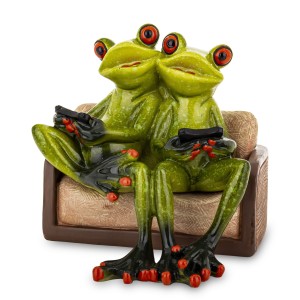 Figurka dekoracyjna żaba żabka żabki grające na sobie na konsoli 12x12x11,5 179514
