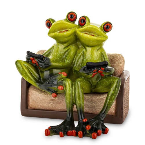 Figurka dekoracyjna żaba żabka żabki grające na sobie na konsoli 12x12x11,5 179514