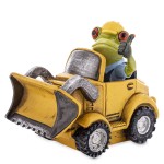 Figurka dekoracyjna żaba żabka w żółtej spycharce budowlaniec 12x14x9 169661