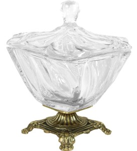 Salaterka  z pokrywką Pl wyrób dekoracyjny Szkło + Mosiądz 21,5x17x17 104306