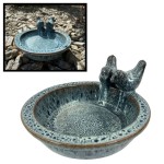 Poidło dla ptaków poidełko ozdoba ogród ceramiczne niebiesko czarne 10x20