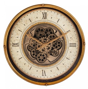 Zegar metalowy ścienny retro duży złoto brązowy 60x60x11,5 180460