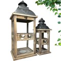 Lampion latarnia drewniana komplet 2 szt brąz 56/39cm 20AW0036