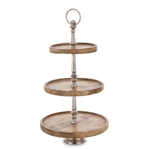 Patera dekoracyjna drewniana 3 poziomowa drzewo mango  54x30x30 170821