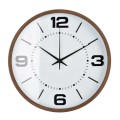 Zegar ścienny biało brązowy cichy mechanizm 34cm HTBE9316