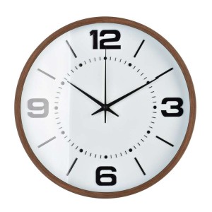 Zegar ścienny biało brązowy cichy mechanizm 34cm HTBE9316 