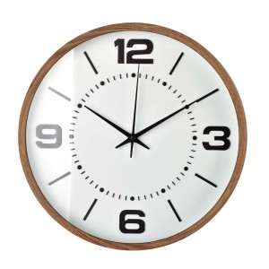 Zegar ścienny biało brązowy cichy mechanizm 34cm HTBE9323