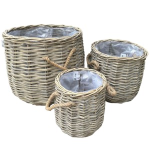 Donica osłonka doniczka doniczki wiklinowe kpl. 3 szt. 50/38/26 cm  HIWD7787-SR