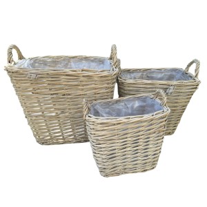 Donica osłonka doniczka doniczki wiklinowe kpl. 3 szt. 46/40/21 cm  HIWD7961-SR