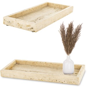Taca dekoracyjna trawertyn ciężka beżowa 3x30x13 181535