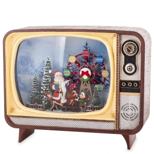 Dekoracja Mikołaj w telewizorze z pozytywką Led 17,5x21x12 181029