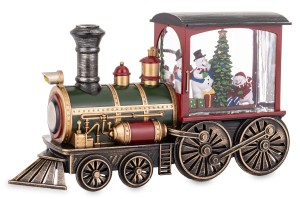 Dekoracja Lokomotywa z Pozytywką Led i Mikołajem 18x30,5x10 181018