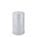 Pl Srebrny Świeca Rustic Metalic Walec Średni Fi7