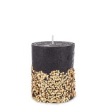 Pl Świeca Walec Mały Diament Czarny Złoto