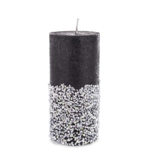 Pl Świeca Walec Średni Diament Czarny Srebro