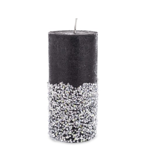 Pl Świeca Walec Średni Diament Czarny Srebro