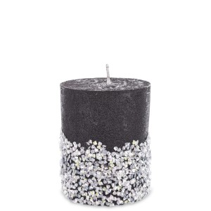 Pl Świeca Walec Mały Diament Czarny Srebro