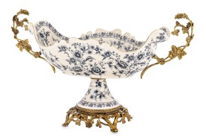 Patera dekoracyjna stylowa duża ceramiczna na nóżce 29x49x20,5 182459