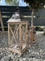 Lampion latarnia drewniana komplet 3 szt brąz 75/56/36cm 19AW0513