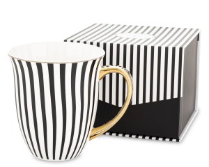 Kubek z porcelany biało czarno złoty 450ml 182869