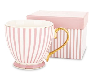 Kubek z porcelany biało różowy  złoty 450ml 182880
