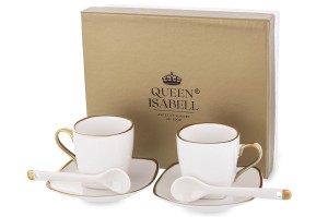 Zestaw z porcelany do espresso biało złoty 2+2+2 167253