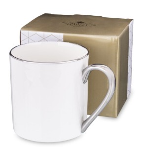 Kubek z porcelany biało srebrny  10x10x14 167255