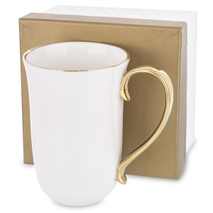 Kubek z porcelany biało złoty 12x8,5x12 167256
