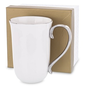 Kubek z porcelany biało srebrny  12x8,5x12 167259