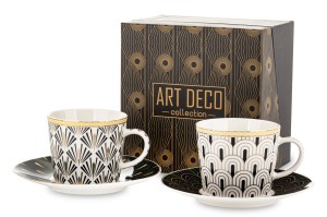 Filiżanka  z porcelany ze spodkiem komplet 2 szt w prezentowym kartoniku 220ml 182875