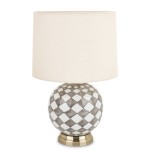 Lampa ceramiczna lampka nocna stołowa beżowo biała 46x28x28 170664