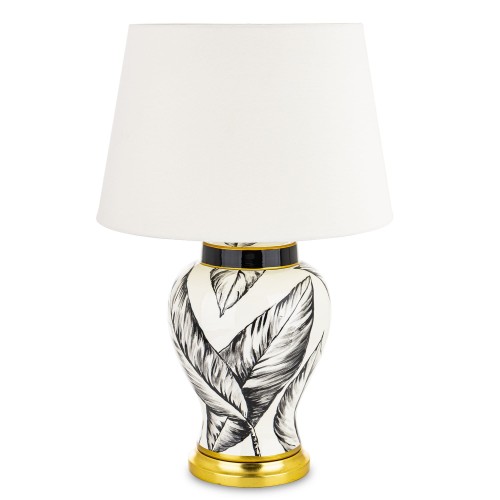 Lampa ceramiczna lampka nocna stołowa biało złota  67x43x43  170667