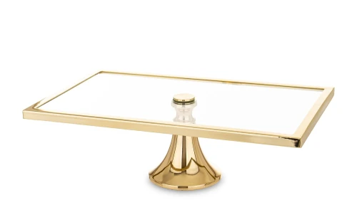 Patera dekoracyjna lustrzana złota prostokątna glamour  9,5x30x18 183541