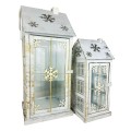 Latarnia lampion metalowy świecznik świąteczny biały 47/34cm