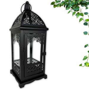 Latarnia lampion latarenka metalowa świecznik ogród CZARNA 31cm