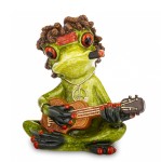 Figurka dekoracyjna żaba żabka z afro i gitarą 9,5x9x5,5 183562