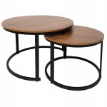 Stolik stoliki kawowe zestaw okrągłe 2w1 80/48cm Loft kolor Dąb SU-003large