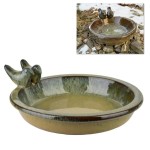 Poidło dla ptaków poidełko ozdoba ogród ceramiczne oliwkowo-czarne 10x20
