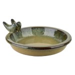 Poidło dla ptaków poidełko ozdoba ogród ceramiczne oliwkowo czarne 13x40