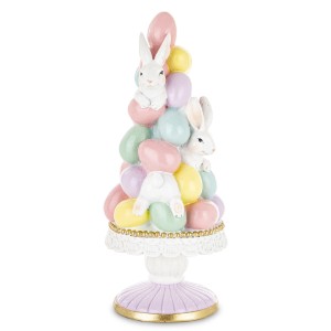 Figurka dekoracyjna wielkanocna tort z królikami 27x11,5x11,5 183381