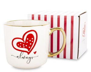 Kubek z porcelany biało czerwony w opakowaniu 385ml,9x12,5x9 177520