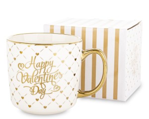 Kubek z porcelany biało złoty w opakowaniu 385ml,9x12,5x9 177515